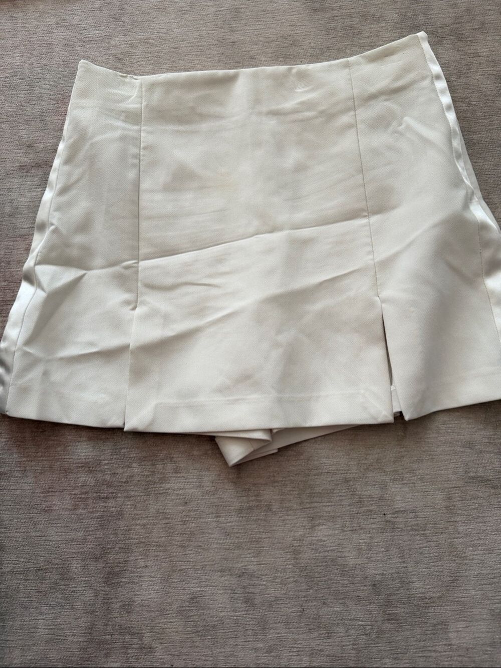 Zara White Tuxedo Skirt Pleats Slit Medium